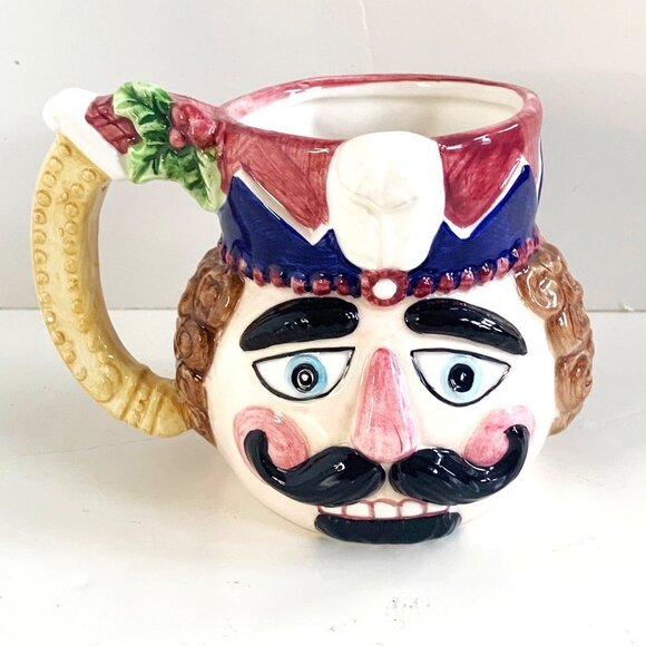 Mercuries Vtg Christmas Nutcracker Soldier 20 oz Ceramic Mug 1995 Hand Painted - Picture 1 of 9